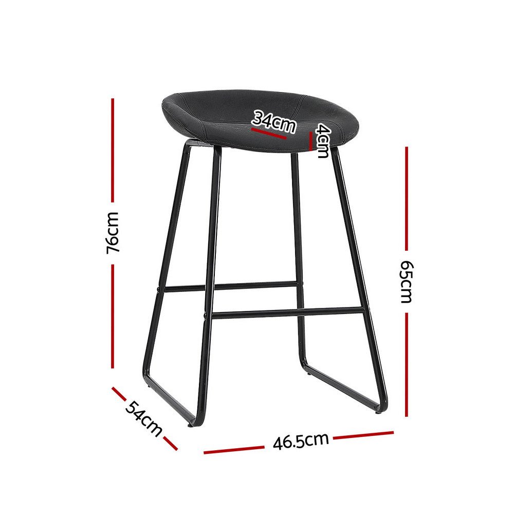 Ludoro PU Leather Bar Stools – Set of 4 (Black) - OZ Home Deals