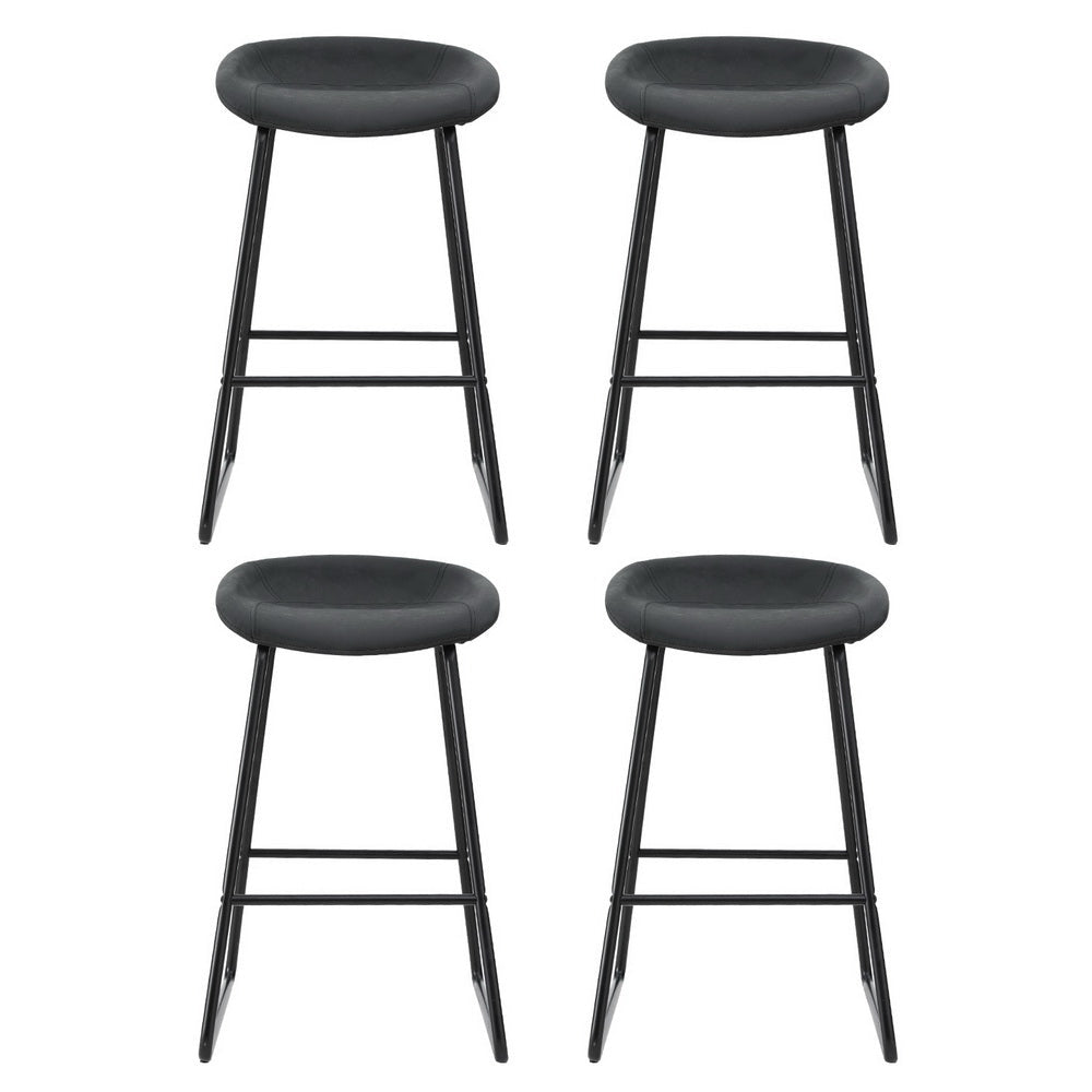 Ludoro PU Leather Bar Stools – Set of 4 (Black) - OZ Home Deals