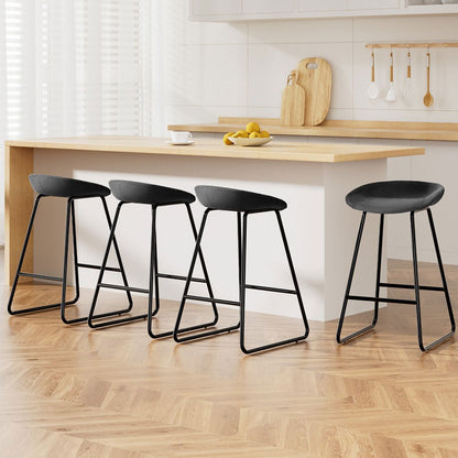 Ludoro PU Leather Bar Stools – Set of 4 (Black) - OZ Home Deals