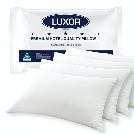 Luxor Australian Made Hotel Quality Pillow Standard Size Four Pack - OZ Home Deals