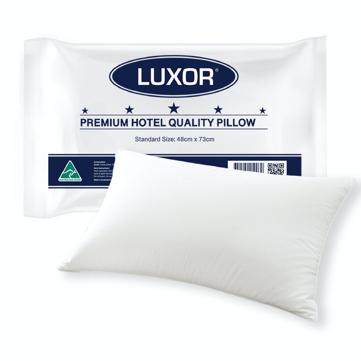 Luxor Australian Made Hotel Quality Pillow Standard Size Single Pack - OZ Home Deals