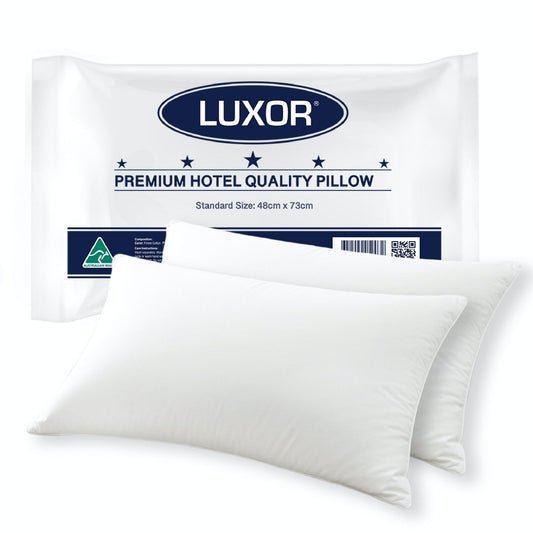 Luxor Australian Made Hotel Quality Pillow Standard Size Twin Pack - OZ Home Deals