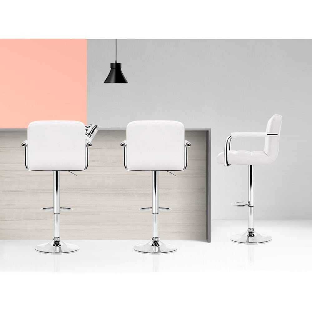 Luxora Elite PU Leather Bar Stools – Set of 4 (White) - OZ Home Deals