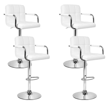 Luxora Elite PU Leather Bar Stools – Set of 4 (White) - OZ Home Deals