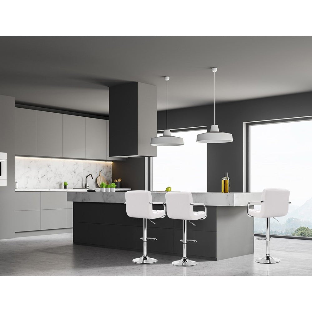 Luxora Elite PU Leather Bar Stools – Set of 4 (White) - OZ Home Deals