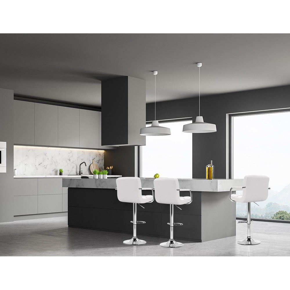 Luxora Elite PU Leather Bar Stools – Set of 4 (White) - OZ Home Deals