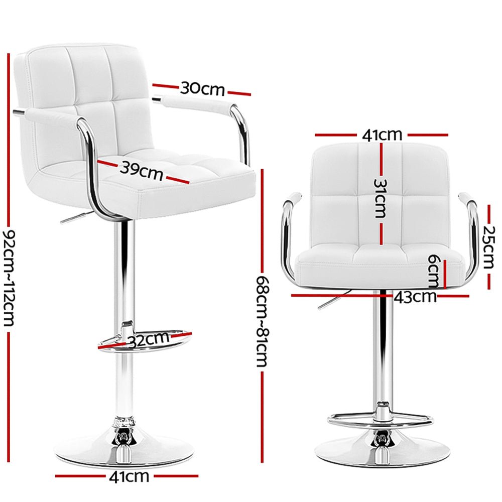 Luxora Elite PU Leather Bar Stools – Set of 4 (White) - OZ Home Deals