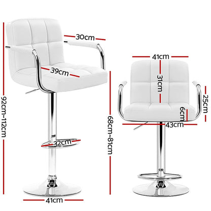 Luxora Elite PU Leather Bar Stools – Set of 4 (White) - OZ Home Deals