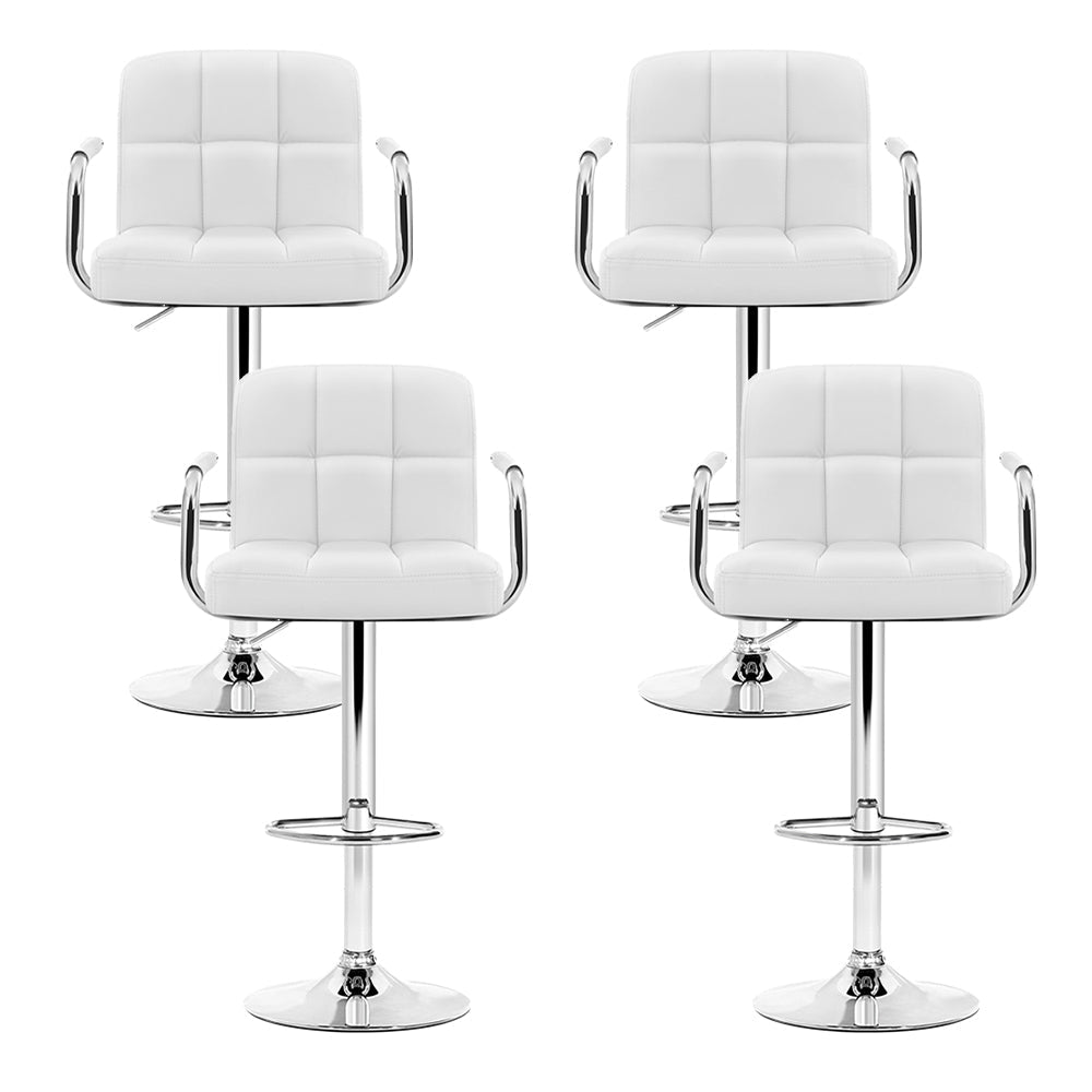 Luxora Elite PU Leather Bar Stools – Set of 4 (White) - OZ Home Deals