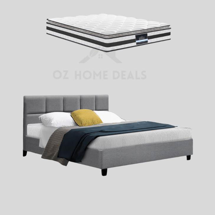 Marlow Queen Bed Frame & Devon Euro Top Mattress Bundle - OZ Home Deals