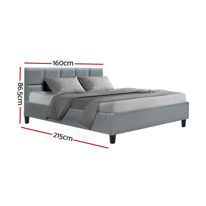Marlow Queen Faux Linen Bed Frame – Grey - OZ Home Deals