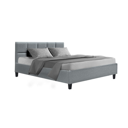 Marlow Queen Faux Linen Bed Frame – Grey - OZ Home Deals