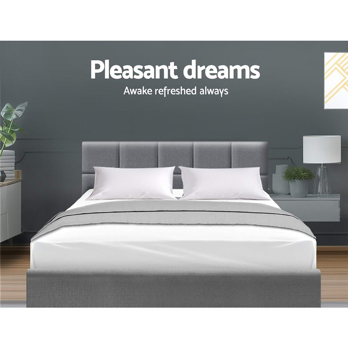 Marlow Queen Faux Linen Bed Frame – Grey - OZ Home Deals