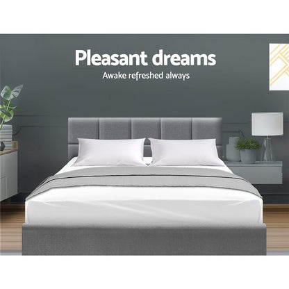 Marlow Queen Faux Linen Bed Frame – Grey - OZ Home Deals