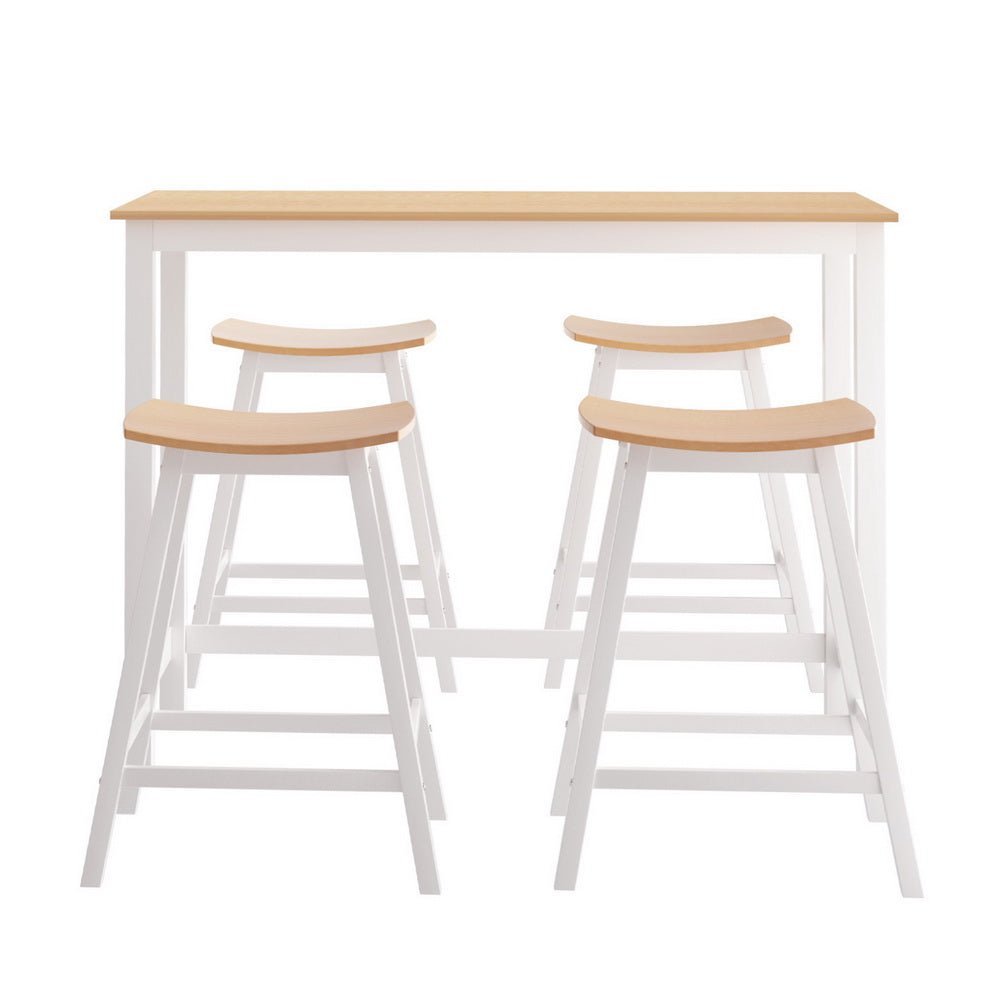 Noosa 5-Piece Bar Table & Stools Set – Pine & White Timber - OZ Home Deals