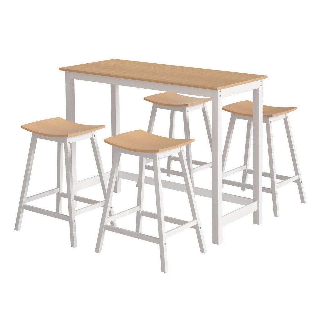 Noosa 5-Piece Bar Table & Stools Set – Pine & White Timber - OZ Home Deals