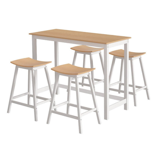Noosa 5-Piece Bar Table & Stools Set – Pine & White Timber - OZ Home Deals