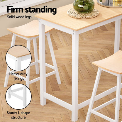 Noosa 5-Piece Bar Table & Stools Set – Pine & White Timber - OZ Home Deals