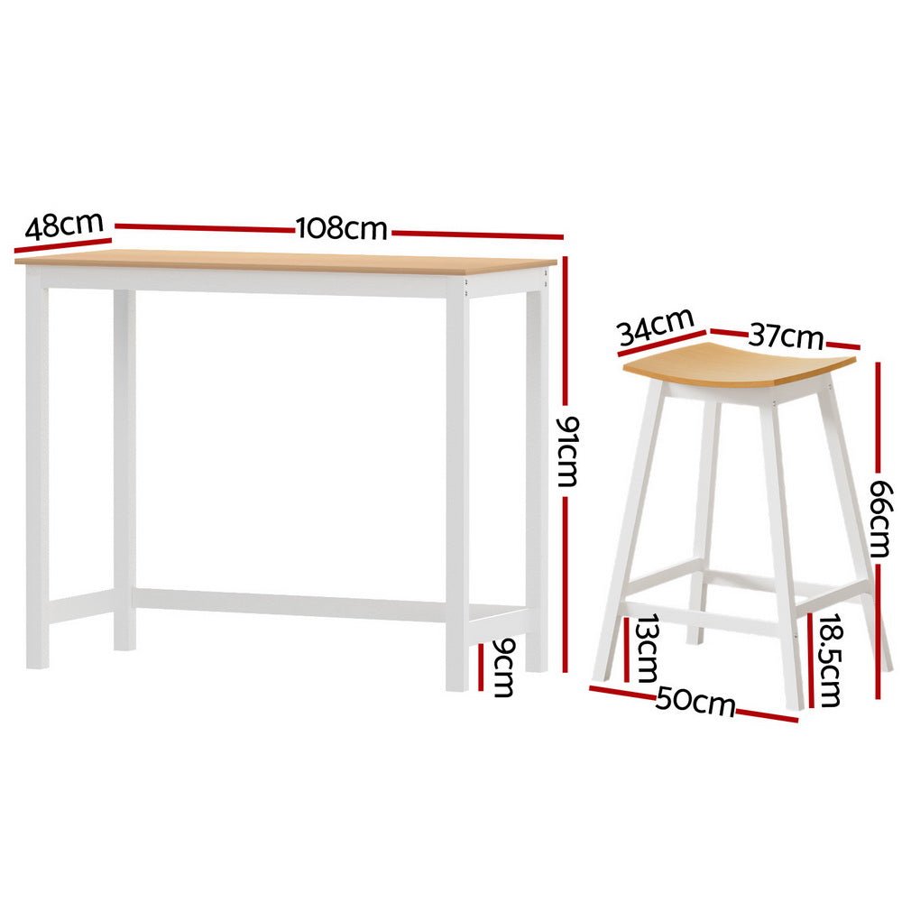 Noosa 5-Piece Bar Table & Stools Set – Pine & White Timber - OZ Home Deals