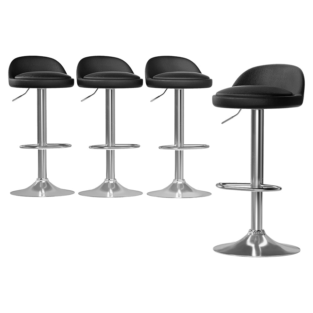 Nuvo PU Leather Bar Stools – Set of 4 (Black) - OZ Home Deals
