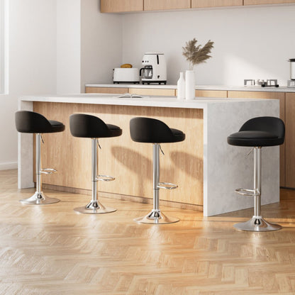 Nuvo PU Leather Bar Stools – Set of 4 (Black) - OZ Home Deals
