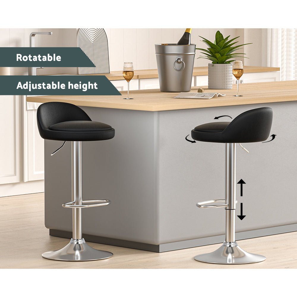 Nuvo PU Leather Bar Stools – Set of 4 (Black) - OZ Home Deals