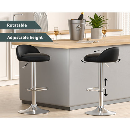 Nuvo PU Leather Bar Stools – Set of 4 (Black) - OZ Home Deals