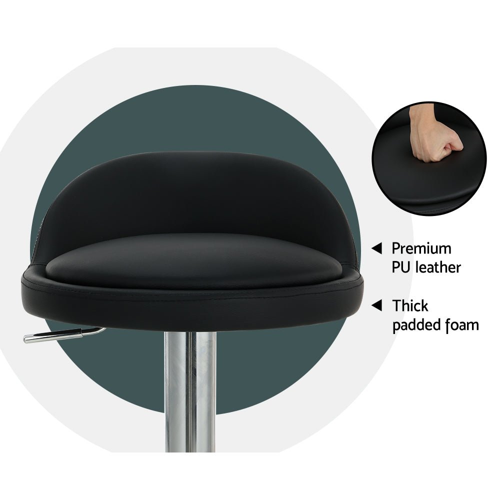 Nuvo PU Leather Bar Stools – Set of 4 (Black) - OZ Home Deals