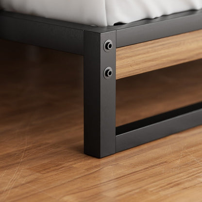 Outback Dane Industrial King Single Bed Frame – Black Steel & Dark Wood - OZ Home Deals