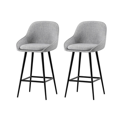 Outback Linen Wingback Bar Stools – Grey Linen & Black Metal, 60cm - OZ Home Deals