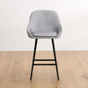 Outback Linen Wingback Bar Stools – Grey Linen & Black Metal, 60cm - OZ Home Deals