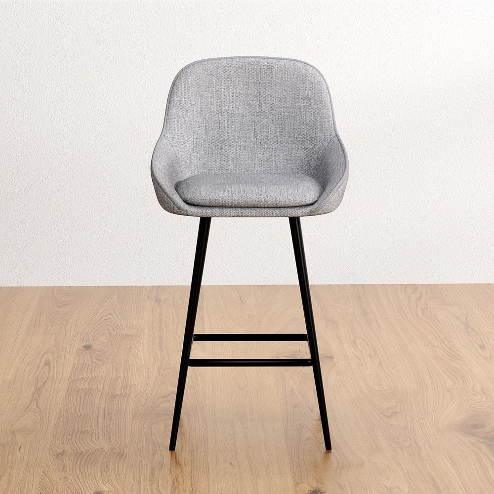 Outback Linen Wingback Bar Stools – Grey Linen & Black Metal, 60cm - OZ Home Deals