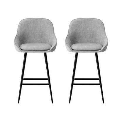 Outback Linen Wingback Bar Stools – Grey Linen & Black Metal, 60cm - OZ Home Deals