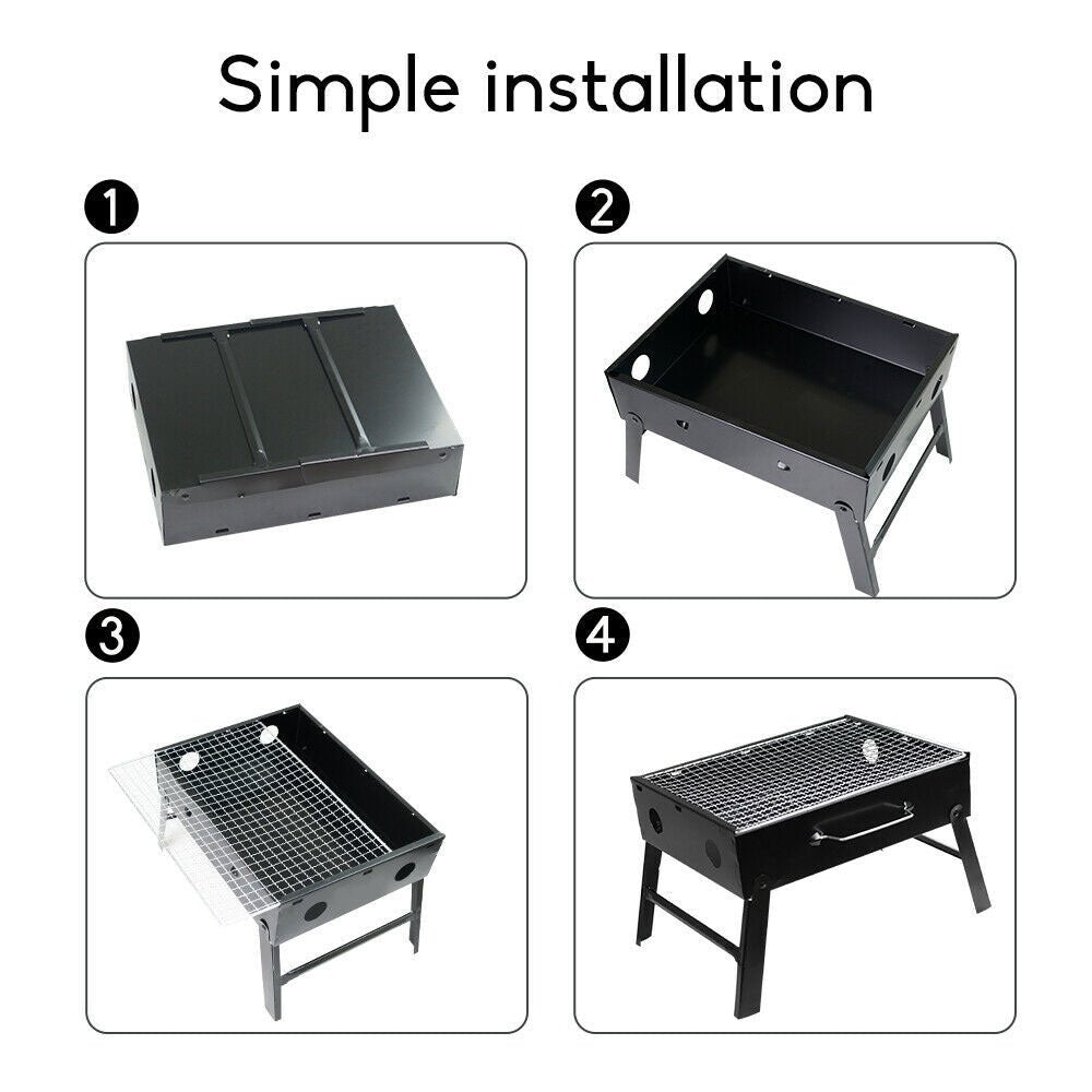 Outdoor Camping Portable & Foldable Charcoal BBQ Grill Hibachi Picnic Barbecue - OZ Home Deals
