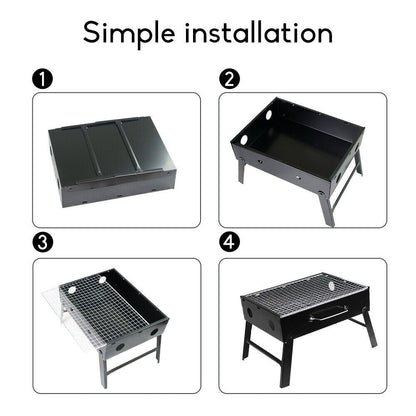 Outdoor Camping Portable & Foldable Charcoal BBQ Grill Hibachi Picnic Barbecue - OZ Home Deals