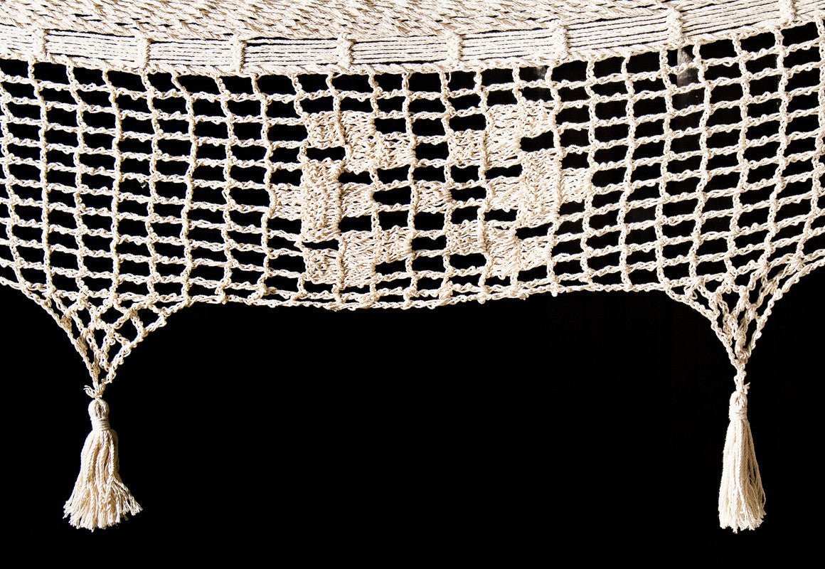 Outdoor undercover cotton Mayan Legacy hammock with hand crocheted tassels Queen Size Marble Colour - OZ Home Deals