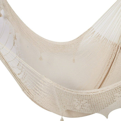 Outdoor undercover cotton Mayan Legacy hammock with hand crocheted tassels Queen Size Marble Colour - OZ Home Deals