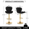 Patan Velvet Bar Stools – Adjustable Height & 360° Swivel, Black/Gold - OZ Home Deals