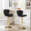 Patan Velvet Bar Stools – Adjustable Height & 360° Swivel, Black/Gold - OZ Home Deals
