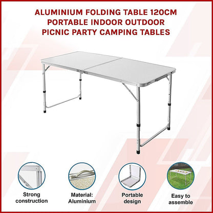 <p><strong>120 x 60cm Aluminium Folding Table with Adjustable Heights</strong></p> - OZ Home Deals