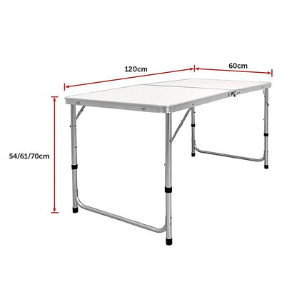 <p><strong>120 x 60cm Aluminium Folding Table with Adjustable Heights</strong></p> - OZ Home Deals