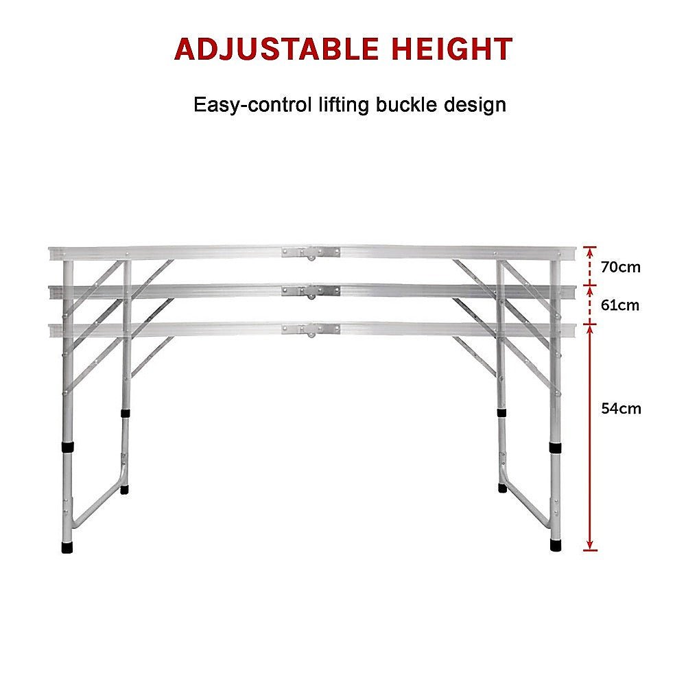 <p><strong>120 x 60cm Aluminium Folding Table with Adjustable Heights</strong></p> - OZ Home Deals