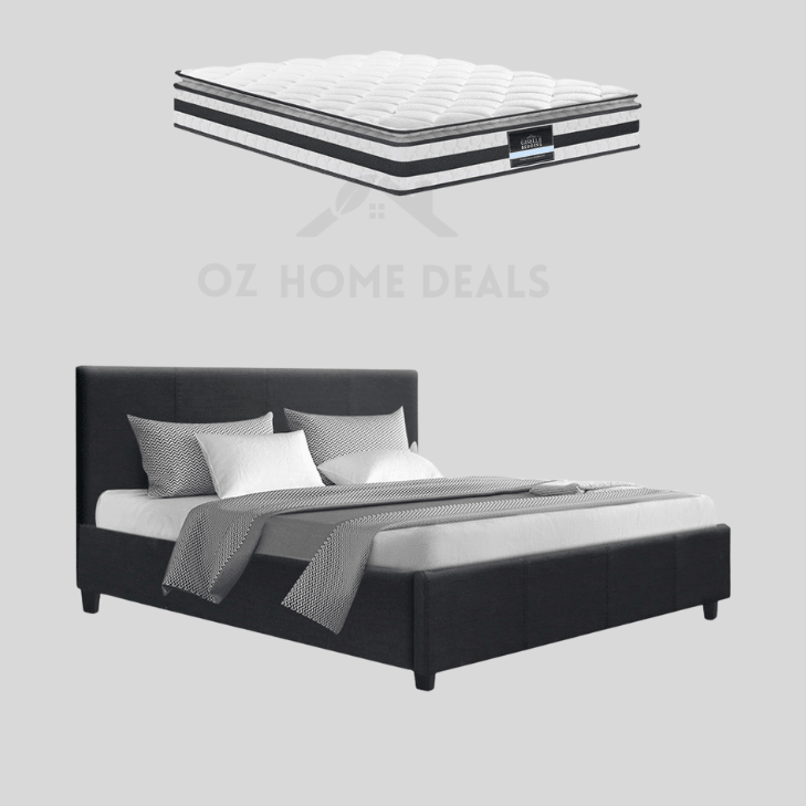 Queen Bed Frame & Mattress Bundle – Neo Queen Bed Frame + Euro Top Mattress - OZ Home Deals