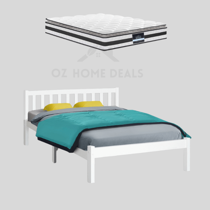 Queen Bed Frame & Mattress Bundle – Sophie Queen Bed Frame + Euro Top Mattress - OZ Home Deals