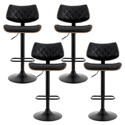 Quivaro PU Leather Swivel Bar Stools – Set of 4 (Black) - OZ Home Deals