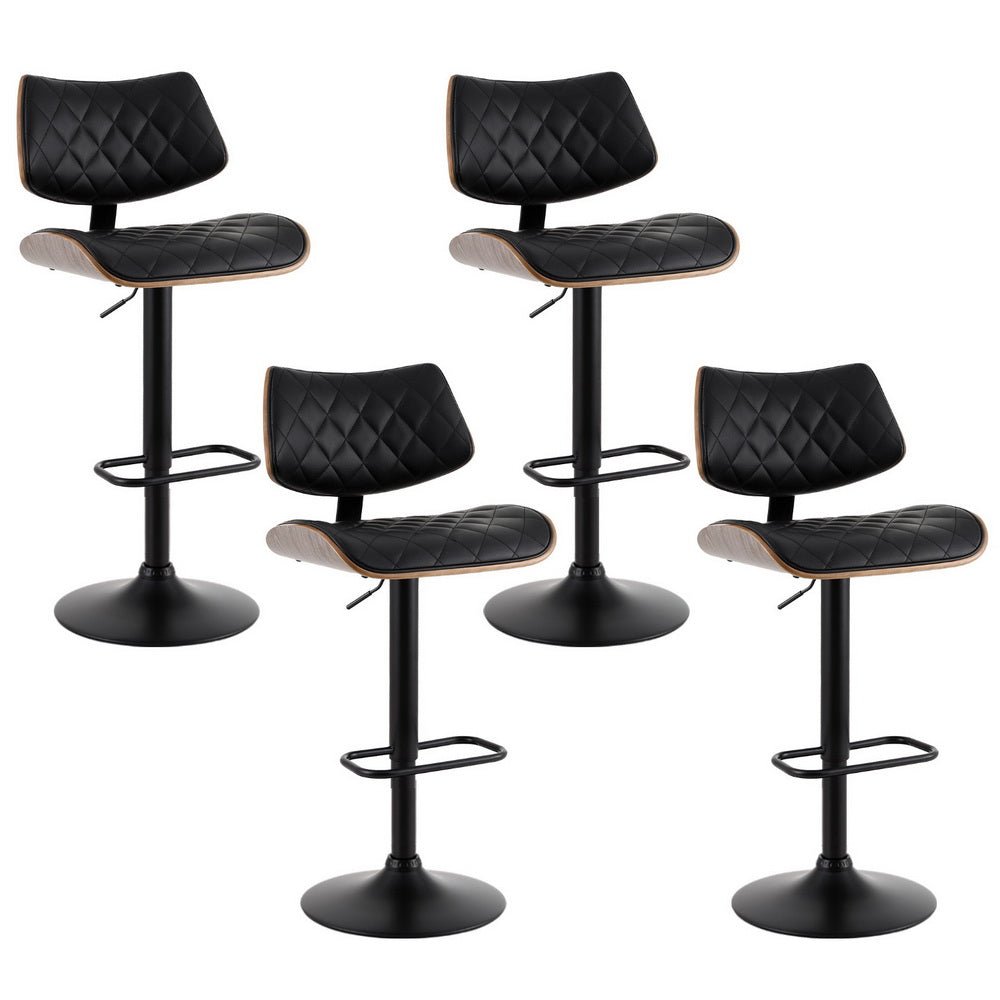 Quivaro PU Leather Swivel Bar Stools – Set of 4 (Black) - OZ Home Deals