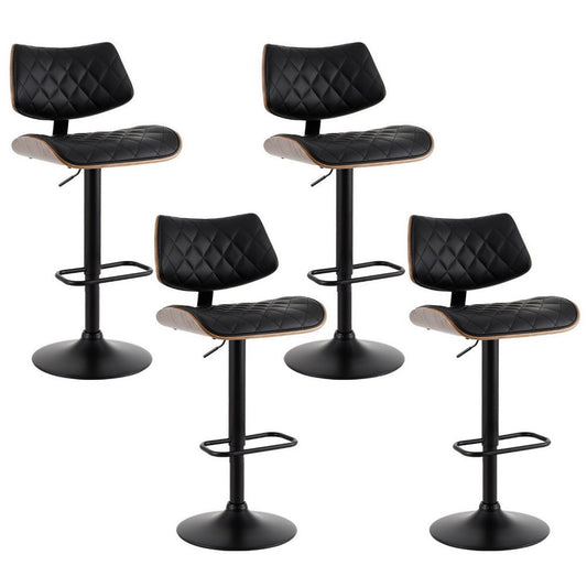Quivaro PU Leather Swivel Bar Stools – Set of 4 (Black) - OZ Home Deals