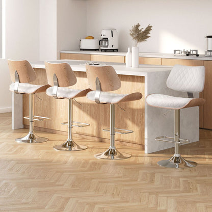 Quivelle PU Leather Swivel Bar Stools – Set of 4 (White) - OZ Home Deals