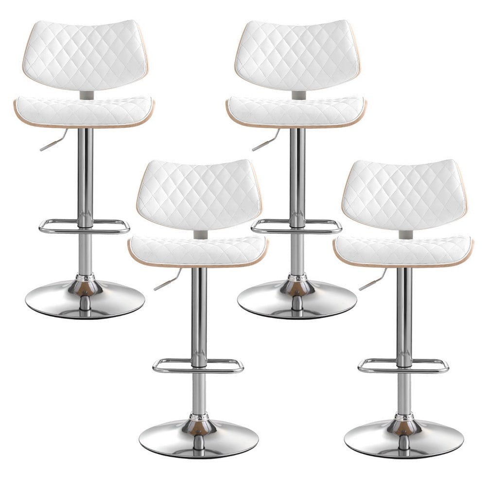 Quivelle PU Leather Swivel Bar Stools – Set of 4 (White) - OZ Home Deals