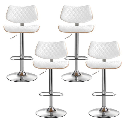 Quivelle PU Leather Swivel Bar Stools – Set of 4 (White) - OZ Home Deals